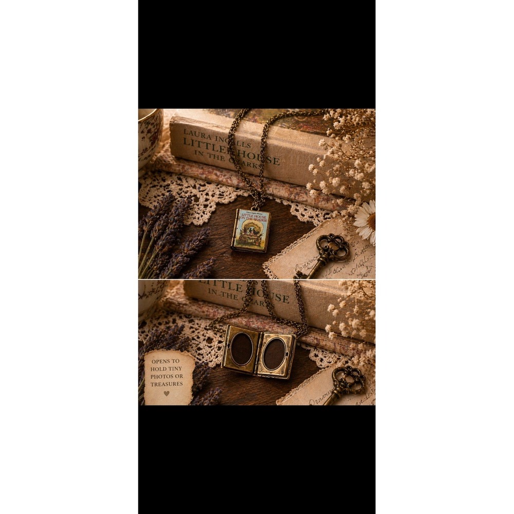 Little House On The Prairie Book Locket Necklace Laura Ingalls Wilder Tv Show - Picture 2 of 2